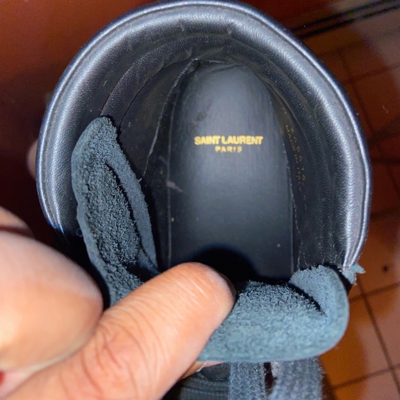 Saint Laurent Leather High-Top Sneaker, Black/Blue - Picture 7 of 10